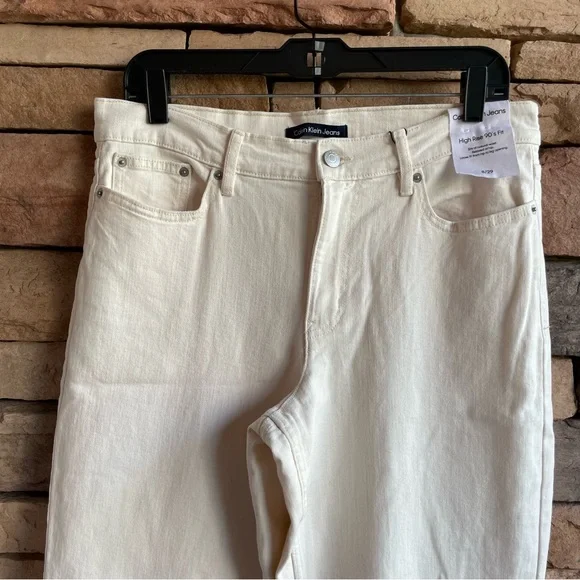 Calvin Klein Jeans High Rise 90’s Fit Ivory Denim Jeans NWT Women 29, 30 - Picture 16 of 16